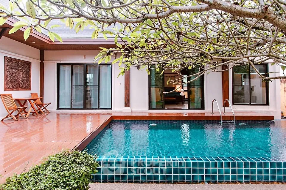 Luxurious villa with private pool and elegant patio, perfect for relaxation and entertainment.