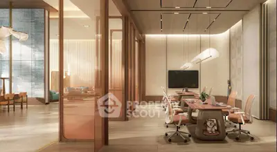 Luxurious modern office space with elegant design and high-end furnishings.