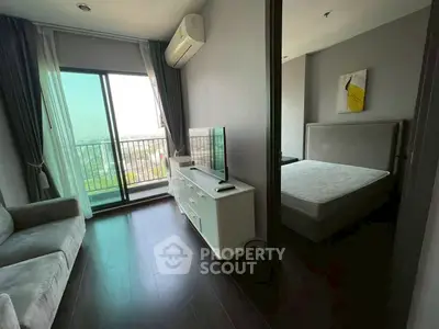 Modern apartment with cozy living room and balcony view