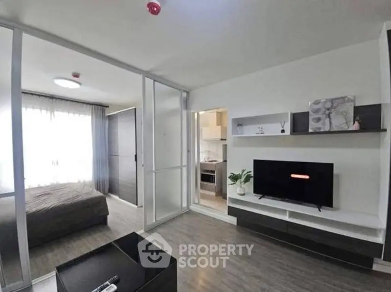 Modern studio apartment with sleek design and open layout