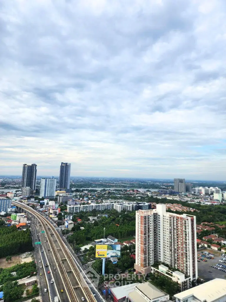 Stunning cityscape view with high-rise buildings and expansive skyline, ideal for urban living.
