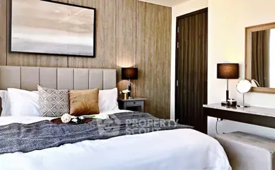 Luxurious modern bedroom with elegant decor and cozy ambiance