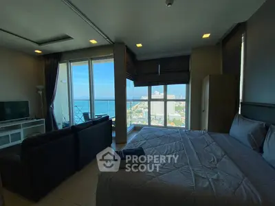 Luxurious bedroom with stunning ocean view and modern furnishings