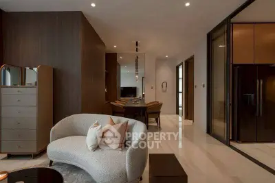 Luxurious modern living room with elegant furniture and open layout, perfect for stylish urban living.