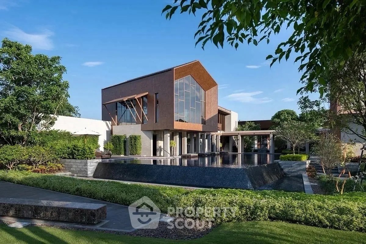 Luxurious modern home with stunning architecture and lush landscaping