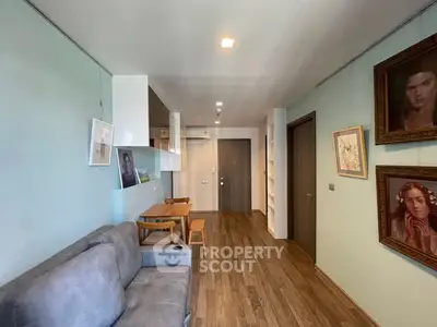 Chic living room with modern decor and cozy seating area