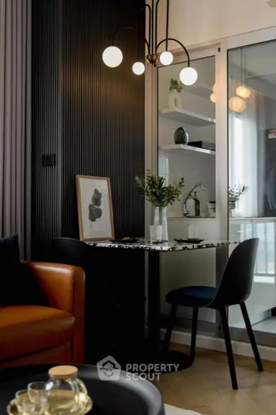 Stylish modern living room with elegant decor and cozy seating area