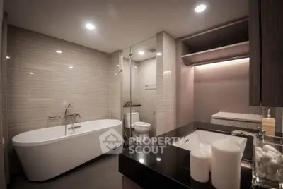 Luxurious modern bathroom with elegant bathtub and sleek fixtures