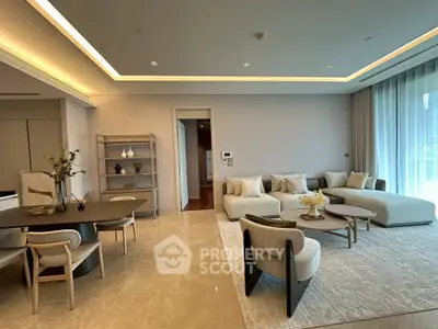 Luxurious modern living room with elegant furniture and ambient lighting