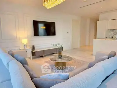 Luxurious living room with elegant decor and modern amenities