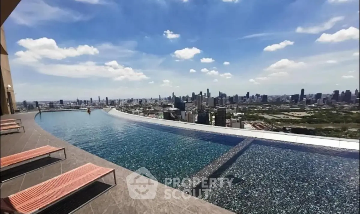 Stunning rooftop infinity pool with panoramic city skyline view, perfect for luxury living.