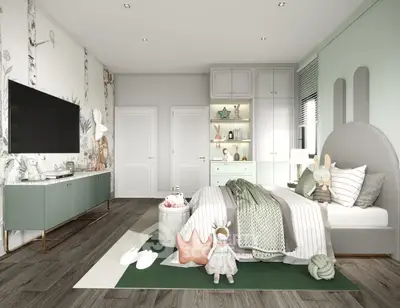 Charming children's bedroom with playful decor and modern design
