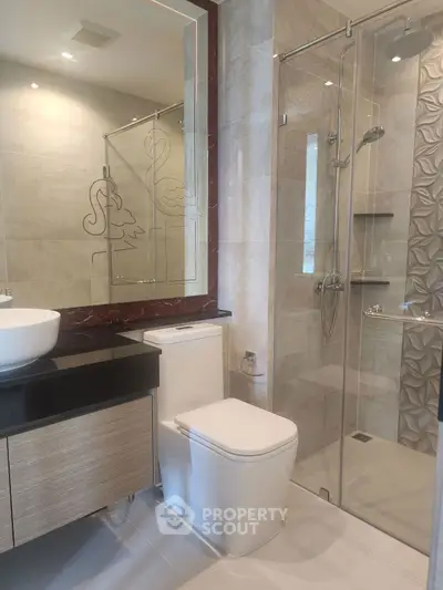 Modern bathroom with elegant shower and stylish fixtures