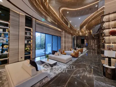 Luxurious modern living room with elegant decor and spacious seating area