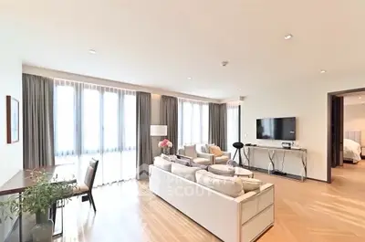 Spacious modern living room with elegant decor and natural light