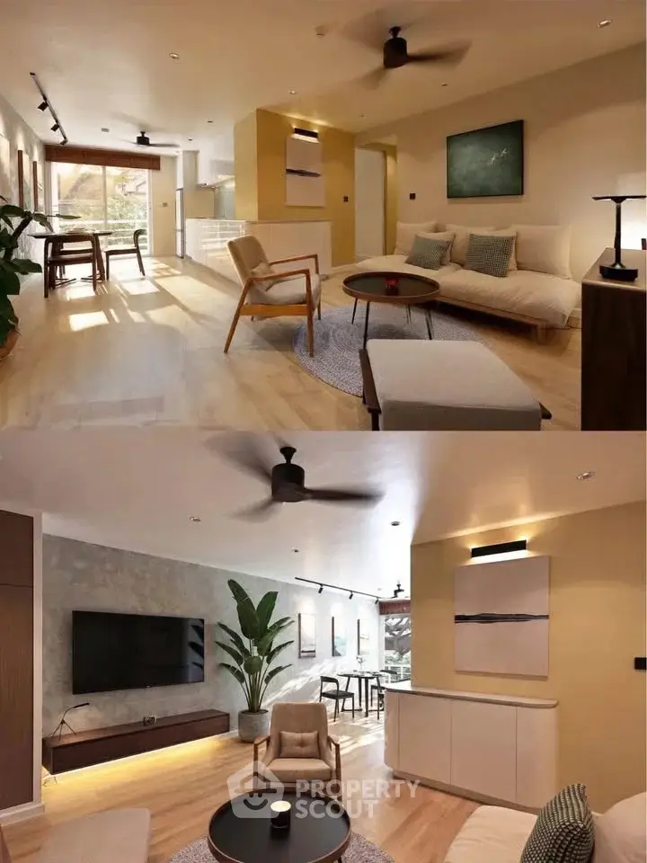 Spacious modern living room with elegant decor and natural light