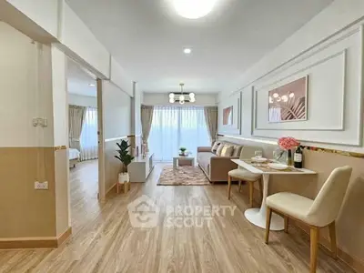 Spacious modern living room with elegant decor and natural light