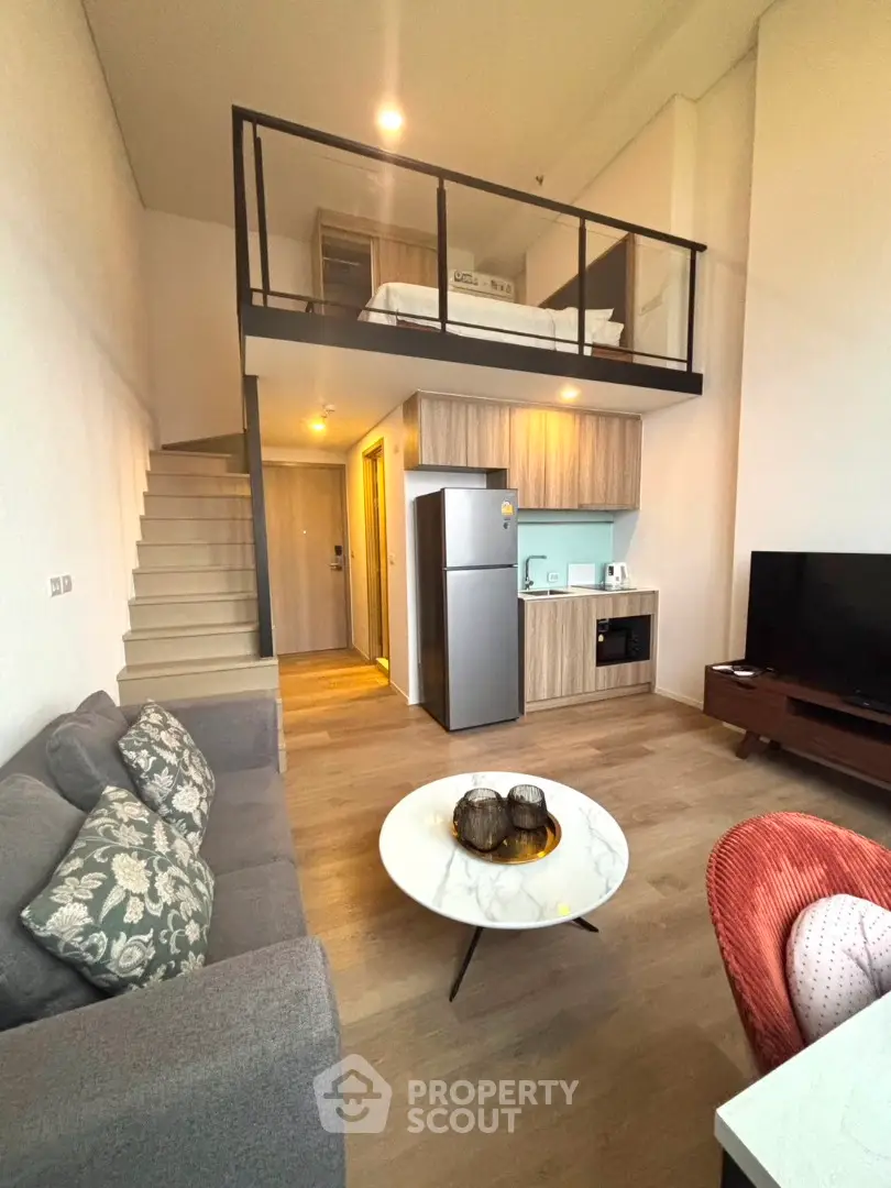 Modern loft apartment with mezzanine bedroom and stylish living area