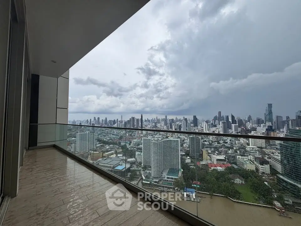 Stunning high-rise balcony with panoramic city skyline view