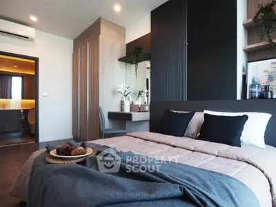 Modern bedroom with stylish decor and cozy ambiance