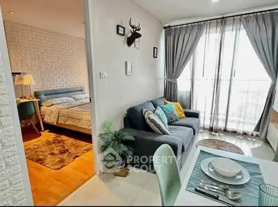 Stylish modern apartment with cozy living room and elegant bedroom