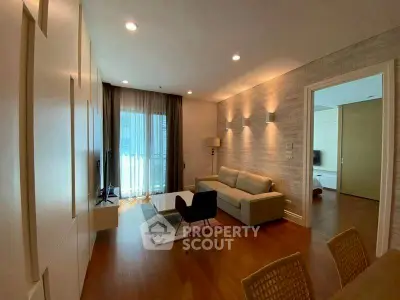 Modern living room with cozy sofa and stylish decor