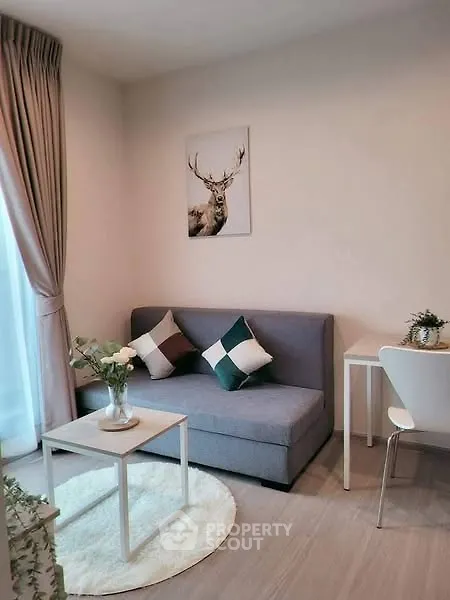 Cozy living room with modern decor and natural light