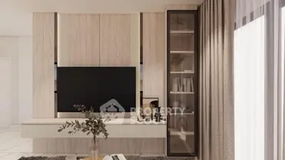 Modern living room with sleek TV unit and elegant decor