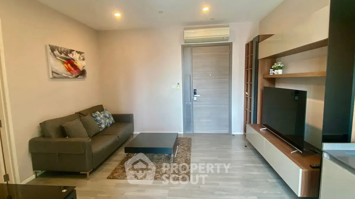 Modern living room with sleek furniture and stylish decor