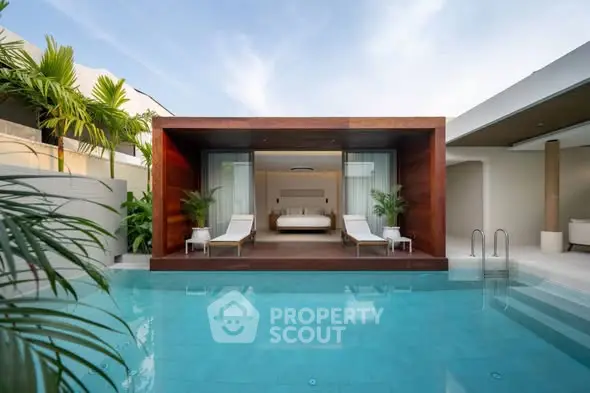 Luxurious poolside villa with modern design and serene ambiance.