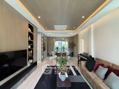 Luxurious modern living room with elegant decor and spacious layout