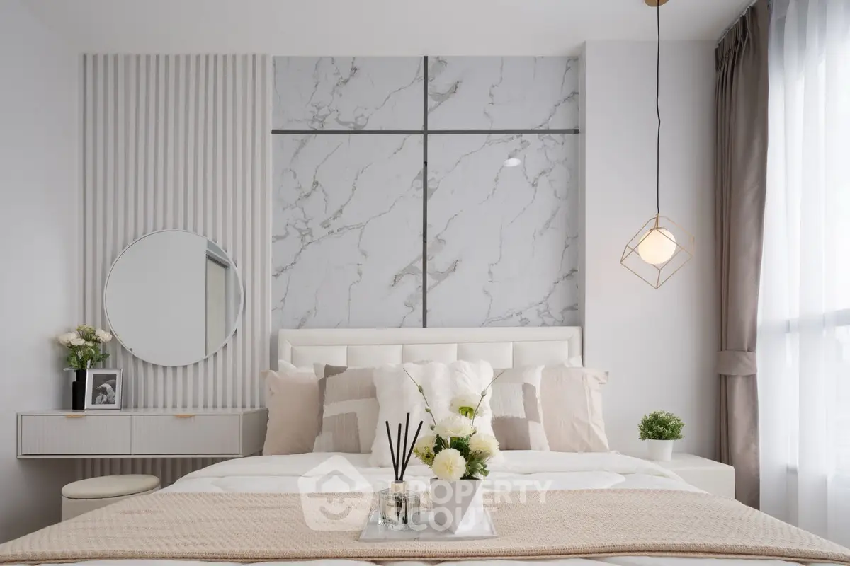 Luxurious modern bedroom with elegant decor and natural light