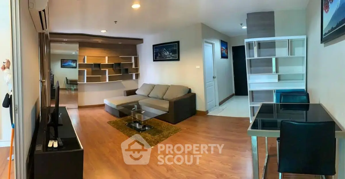 Spacious modern living room with stylish furniture and open layout