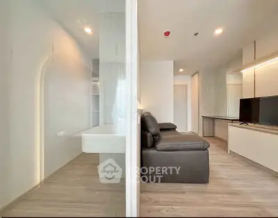 Modern living room with sleek design and stylish furniture