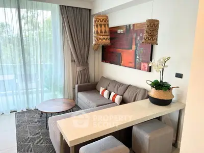 Stylish living room with modern decor and cozy seating area