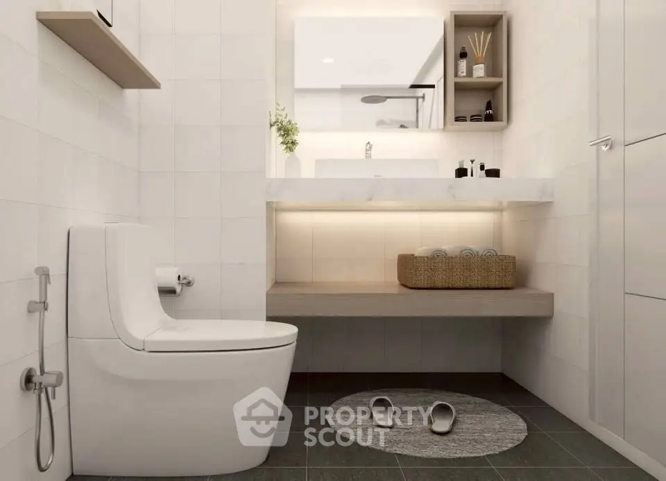 Modern bathroom with sleek design and elegant fixtures