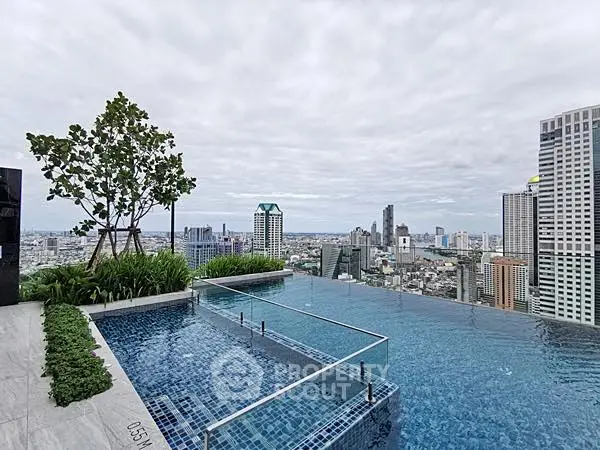 Stunning rooftop infinity pool with panoramic city skyline views, perfect for luxury urban living.