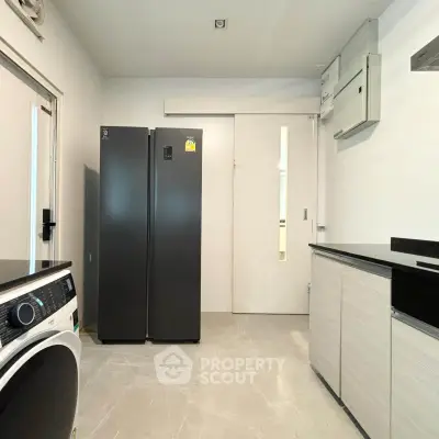 Modern kitchen with sleek appliances and minimalist design