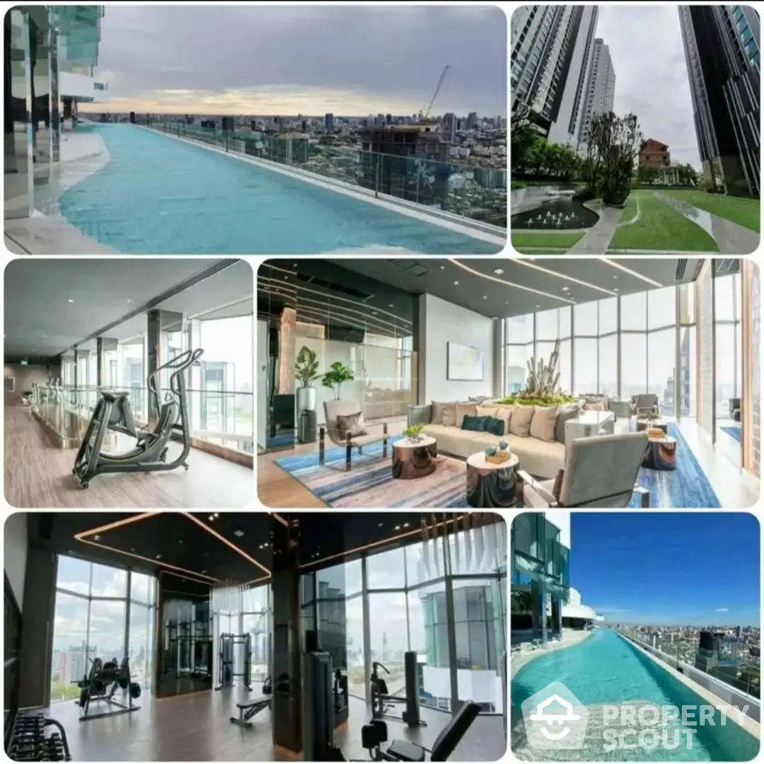 Luxurious high-rise complex with infinity pool, state-of-the-art gym, and stylish living spaces with panoramic views, embodying modern urban elegance.