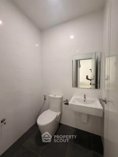 Modern bathroom with sleek fixtures and minimalist design