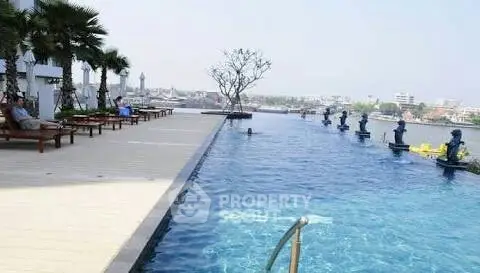 Luxurious rooftop infinity pool with stunning city skyline view
