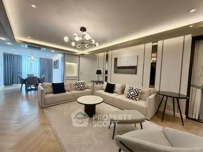 Luxurious modern living room with elegant decor and spacious layout