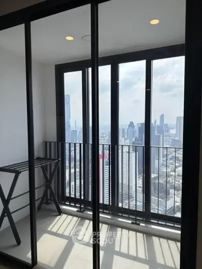 Stunning high-rise balcony with panoramic city skyline view