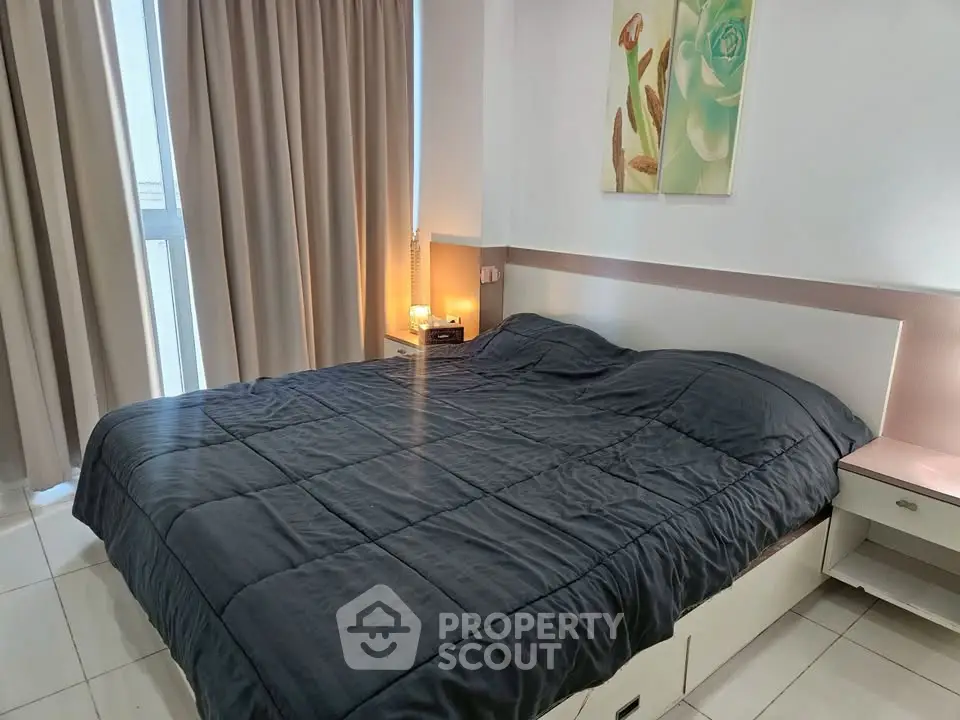 Cozy bedroom with modern decor and natural light