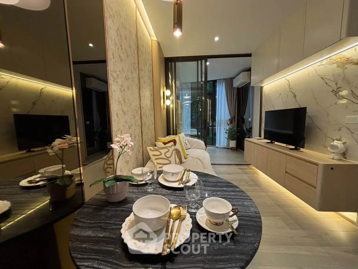 Luxurious modern living room with elegant decor and open layout