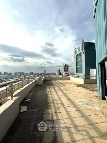 Spacious rooftop terrace with panoramic city views and modern design.