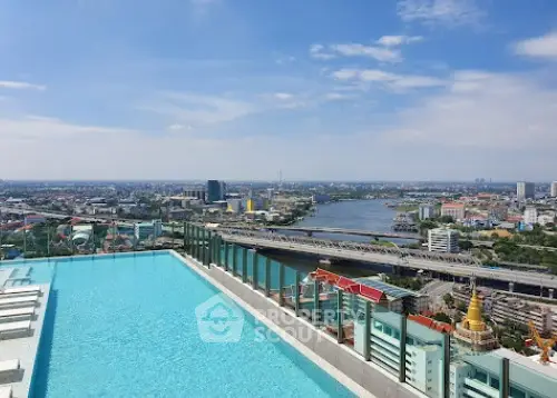 Stunning rooftop pool with panoramic city and river views
