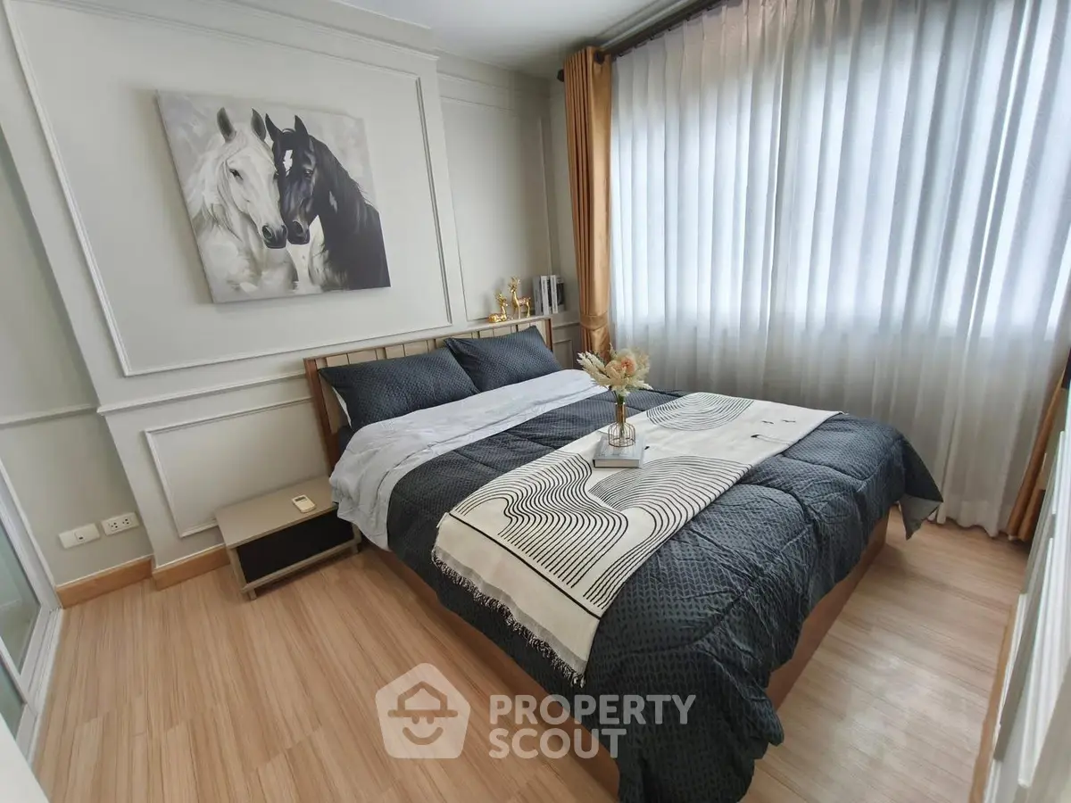 Cozy bedroom with elegant decor and natural light