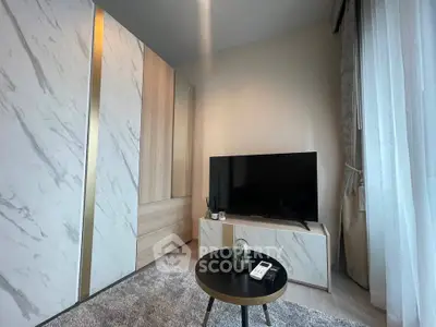 Modern living room with stylish TV stand and elegant decor