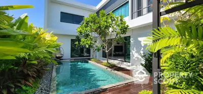 Luxurious modern villa with private pool and lush garden, perfect for serene living.